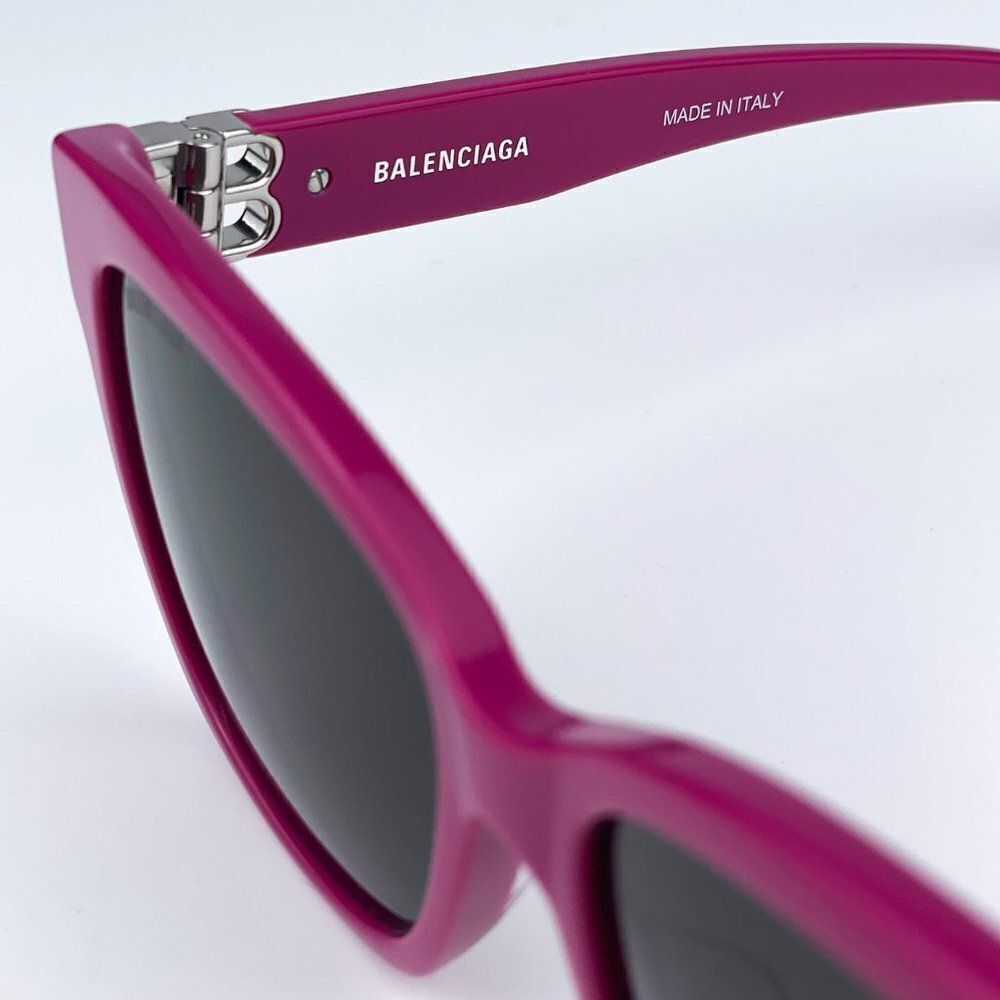 SALE! NEW Balenciaga BB0102SA 013 Fuchsia Pink Grey Square Women Sunglasses - Picture 9 of 11